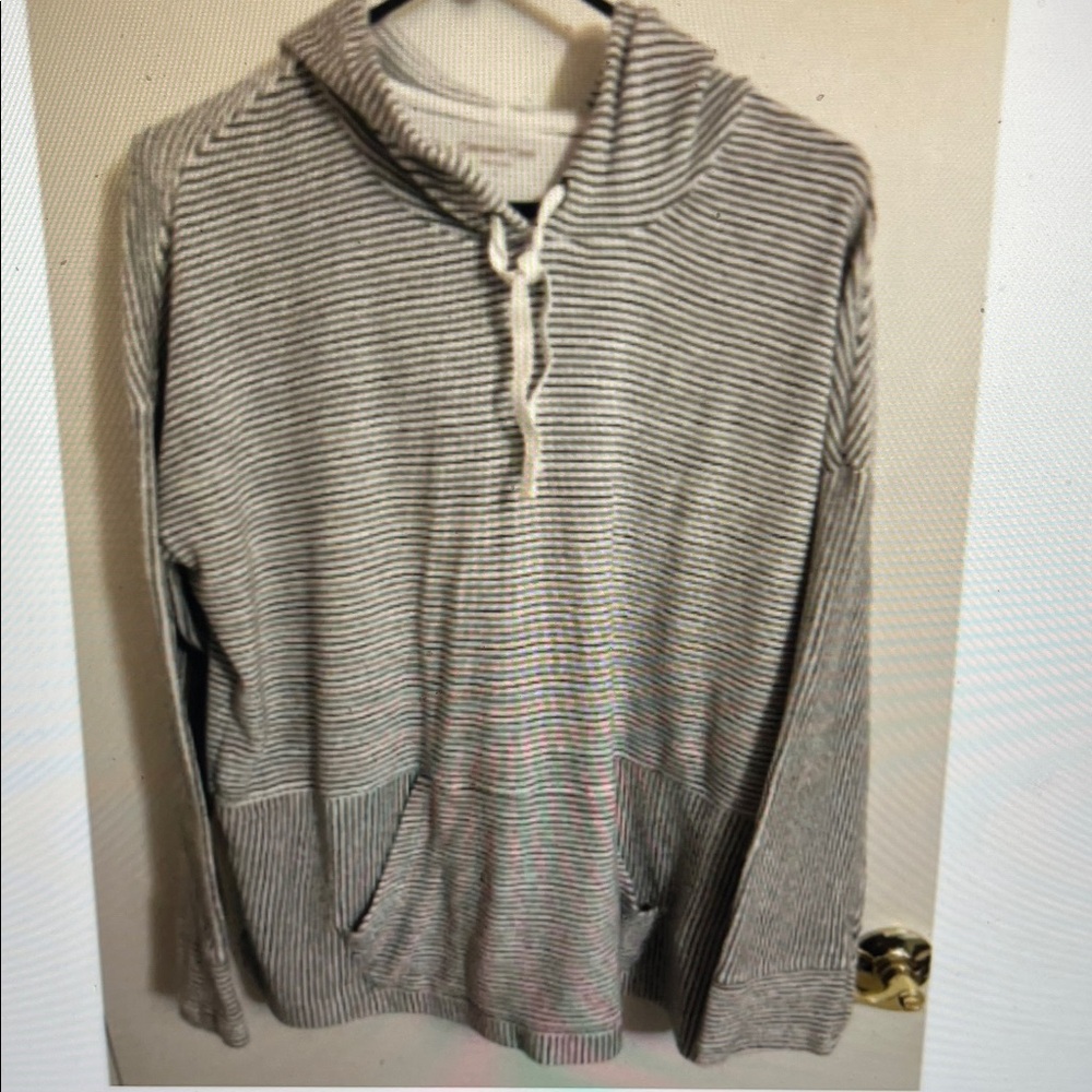 Coldwater Creek  L Striped Hoodie with Front Pocket